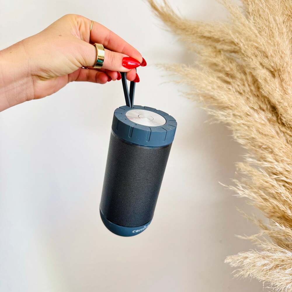 COMISO Grey Portable Wireless Dual Bluetooth Travel AUX Waterproof Speaker